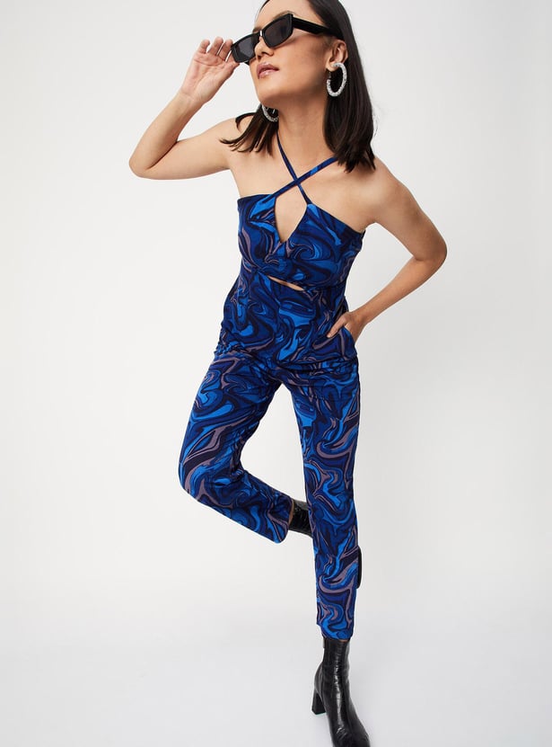 Women Abstract Printed Cut-Out Jumpsuit