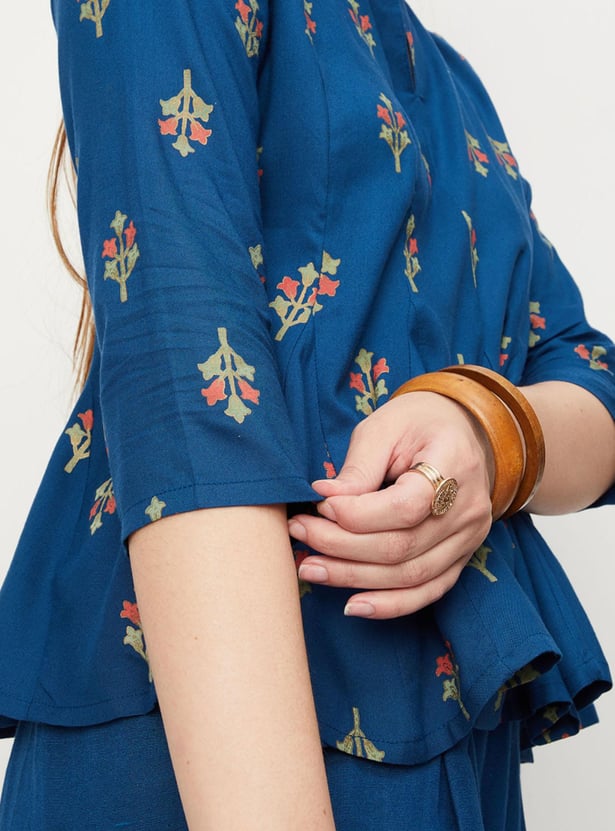 Women Printed Peplum Hem Top