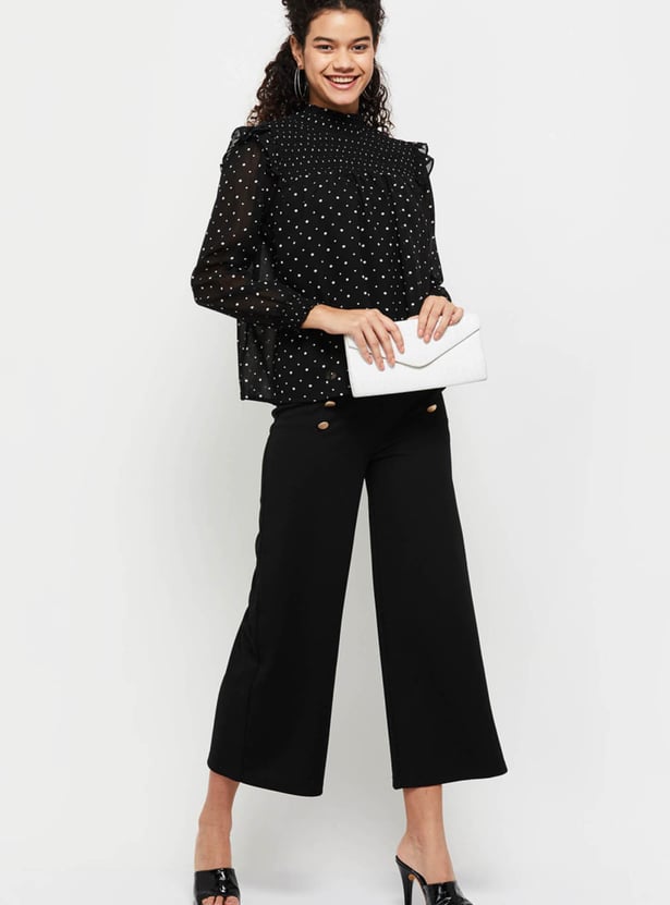 Women Printed Ruffled Neck Top