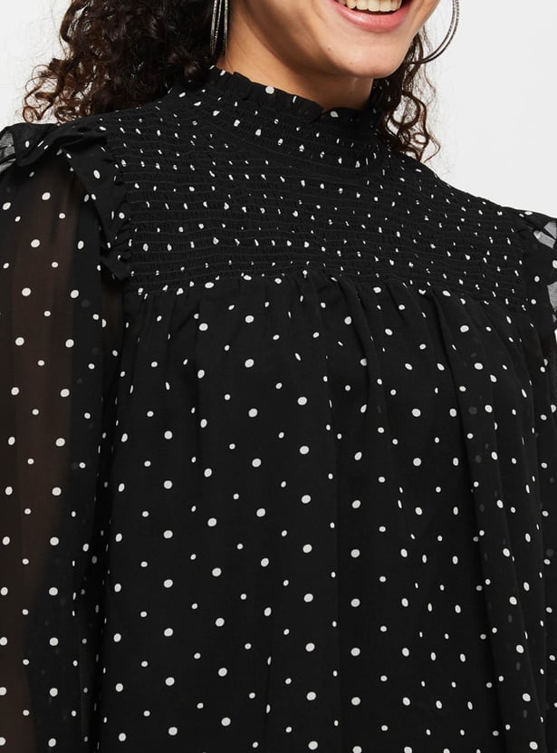 Women Printed Ruffled Neck Top