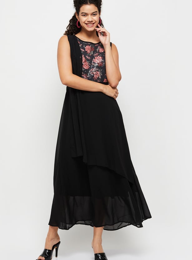 Women Sequin Embellished Sleeveless Maxi Dress