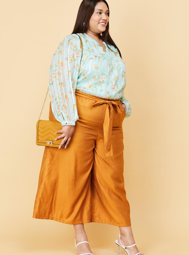 Women Floral Print Notch Neck Top