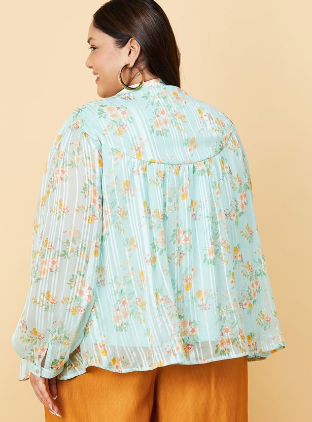 Women Floral Print Notch Neck Top