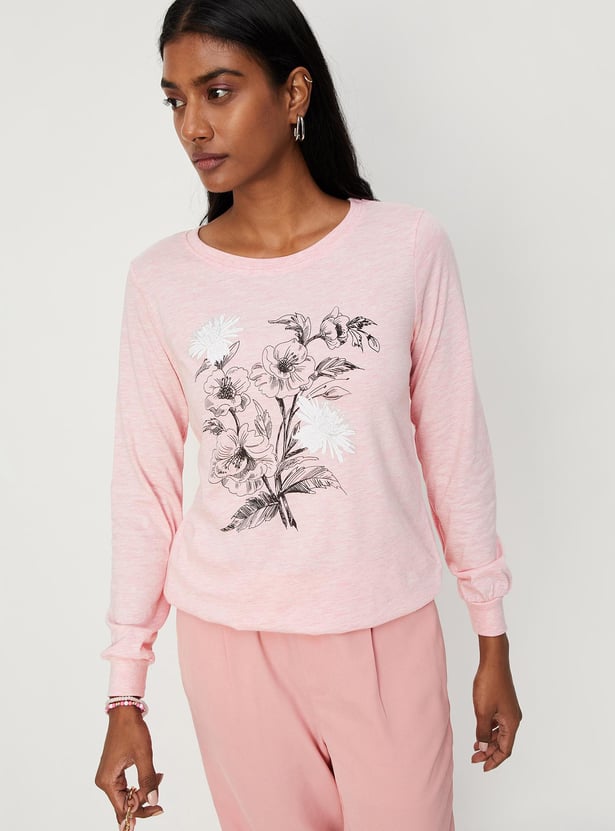 Long Sleeve Women's Floral Print Sweatshirt Women Floral