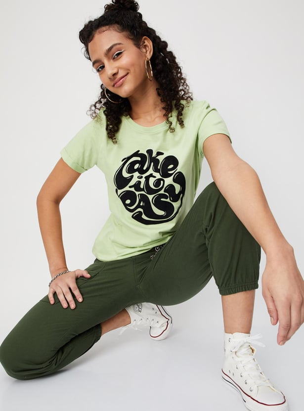 Women Typographic Printed Round Neck T-shirt