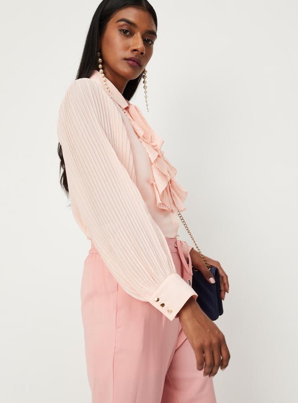 Women Ruffled Shirt with Camisole