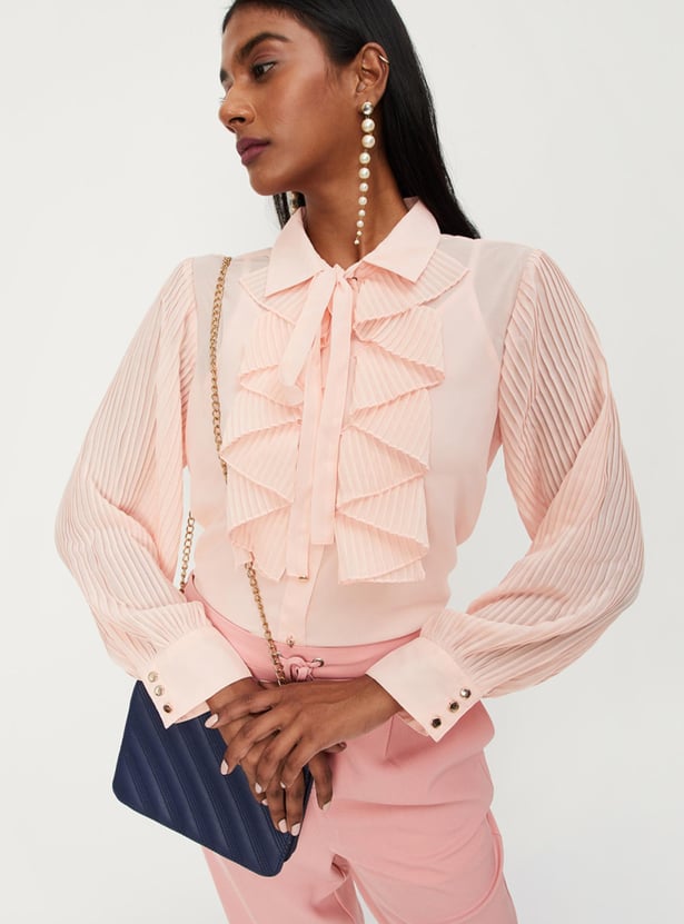 Women Ruffled Shirt with Camisole