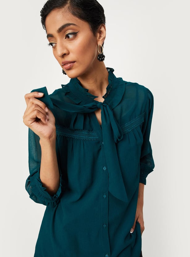 Women Ruffled Shirt with Camisole