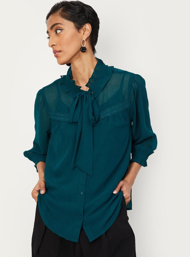 Women Ruffled Shirt with Camisole