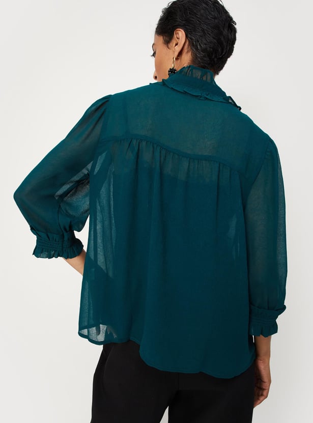 Women Ruffled Shirt with Camisole