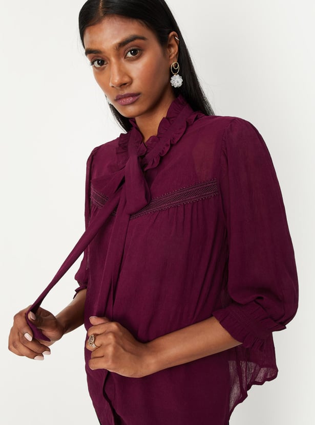 Women Ruffled Shirt with Camisole