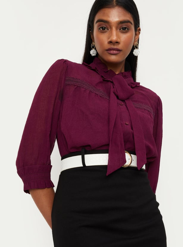 Women Ruffled Shirt with Camisole