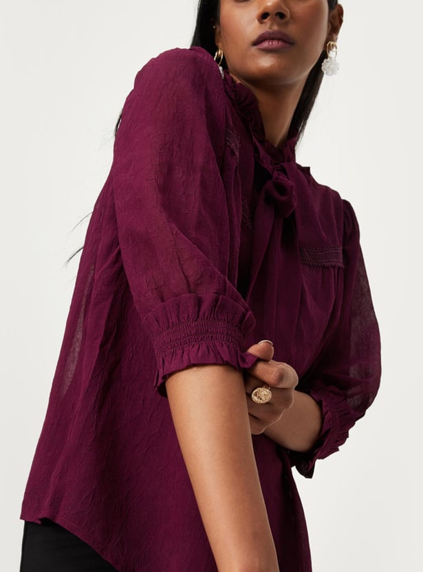 Women Ruffled Shirt with Camisole