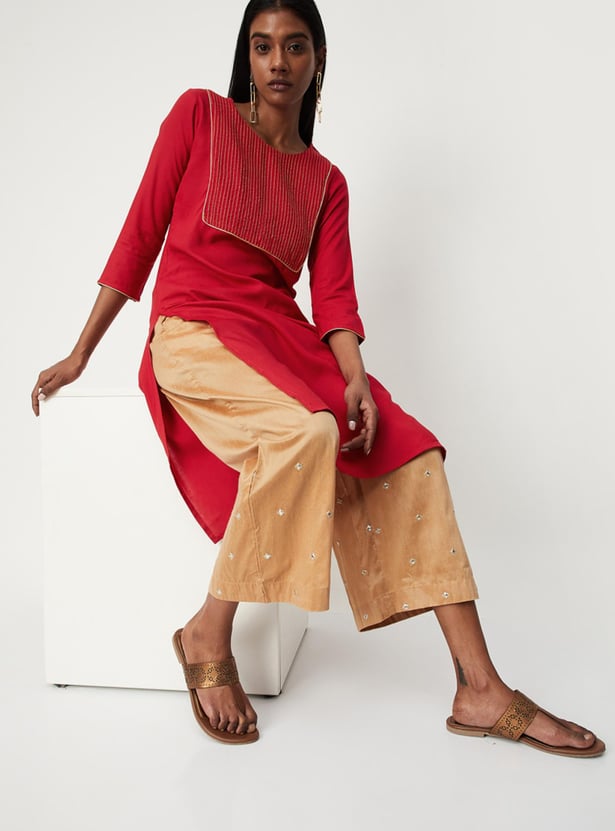 Women Embroidered Elasticated Palazzos