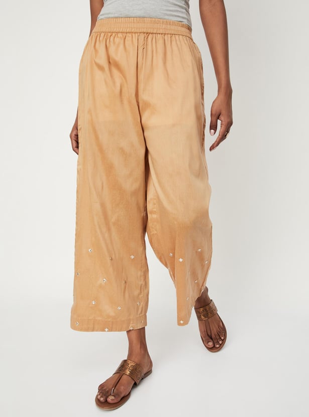 Women Embroidered Elasticated Palazzos