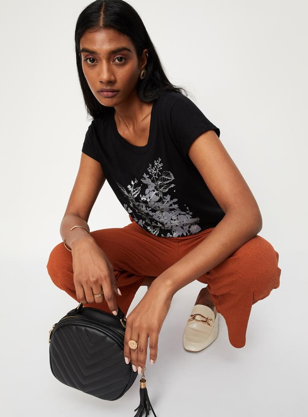 Women Printed Round Neck T-shirt