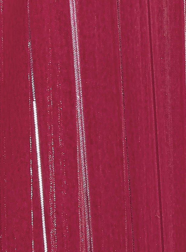 Women Striped Pre-Stitched Saree and Blouse