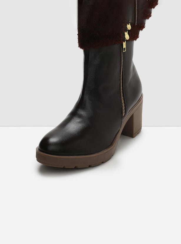 MAX Women Solid Zip Closure Boots