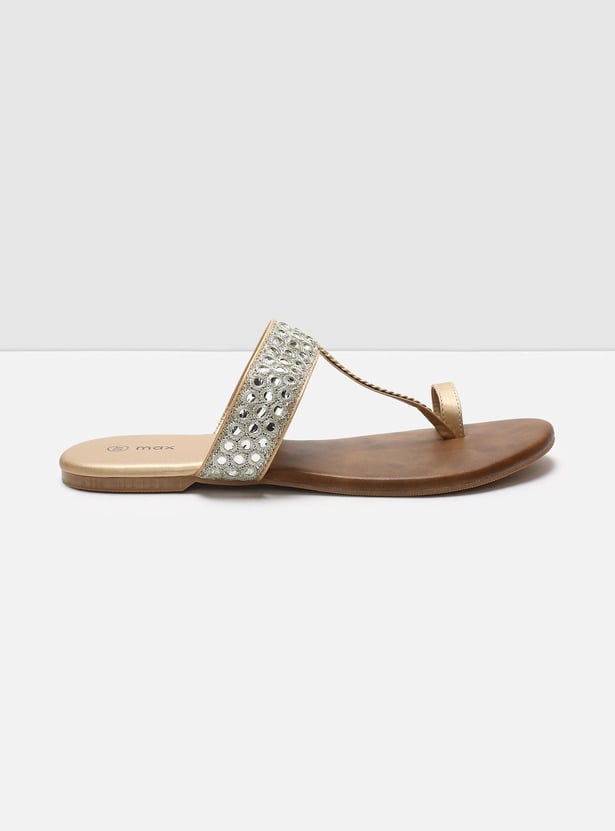 MAX Women Mirror-Detailed Flat Sandals