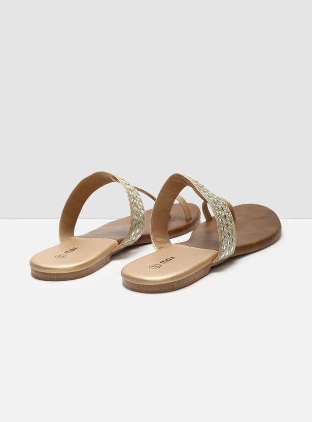 MAX Women Mirror-Detailed Flat Sandals