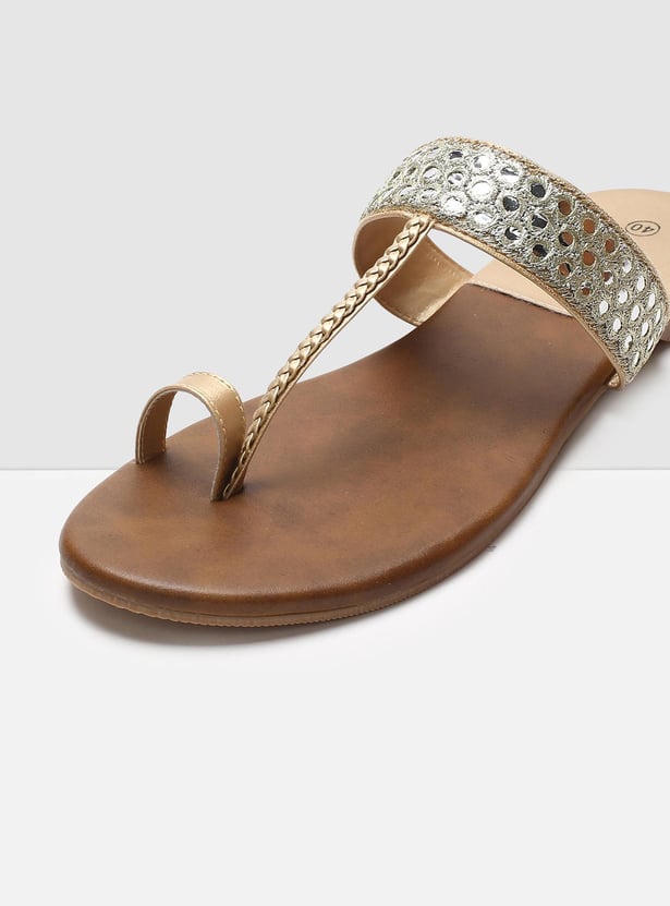 MAX Women Mirror-Detailed Flat Sandals