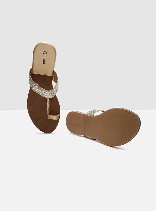 MAX Women Mirror-Detailed Flat Sandals