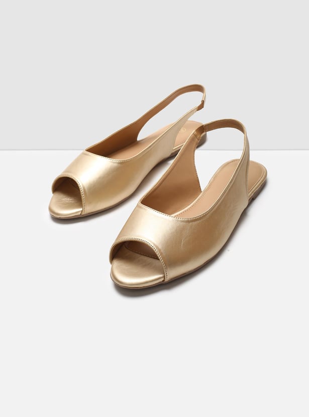 Buy Women Solid Peep Toe Flat Sandals with Sling Strap Online at