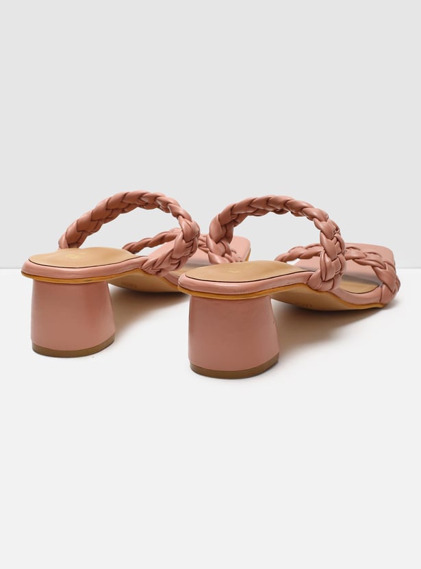 MAX Women Braided Block Heel Sandals