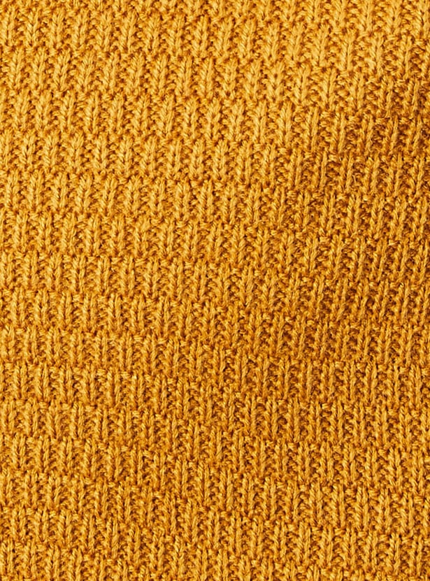 Men Textured Mock Collar Zip Sweater