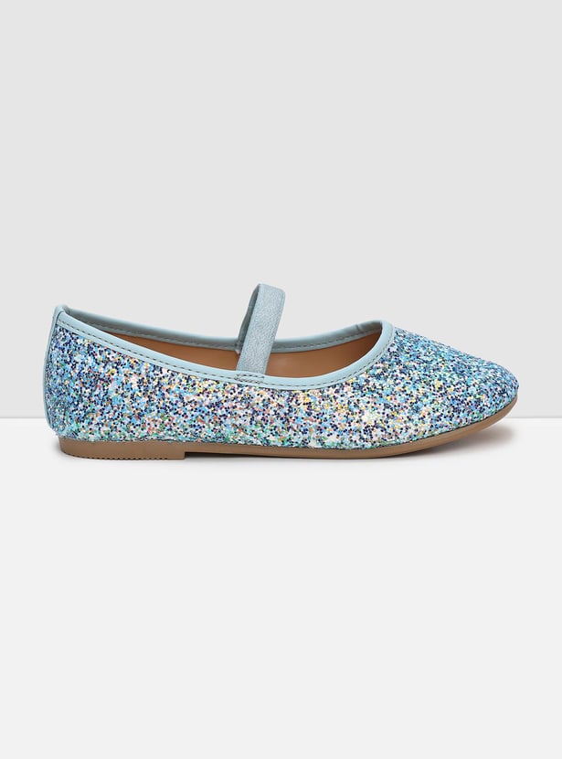 MAX Girls Textured Mid Strap Ballerinas