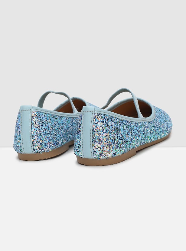 MAX Girls Textured Mid Strap Ballerinas