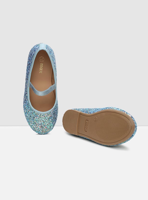 MAX Girls Textured Mid Strap Ballerinas