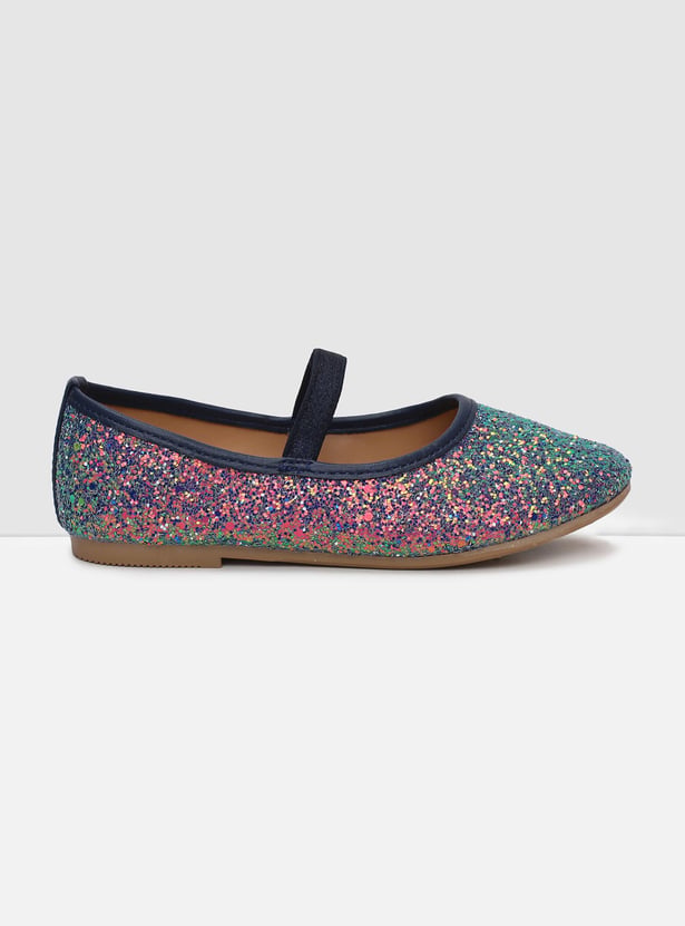 MAX Girls Textured Mid Strap Ballerinas