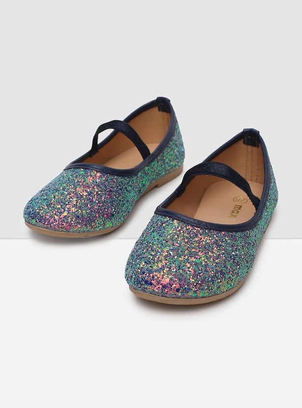 MAX Girls Textured Mid Strap Ballerinas