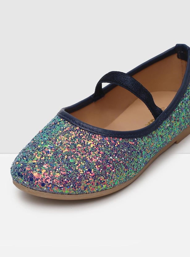 MAX Girls Textured Mid Strap Ballerinas