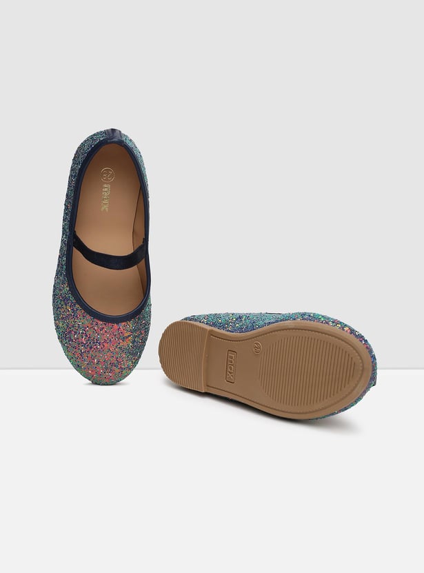 MAX Girls Textured Mid Strap Ballerinas