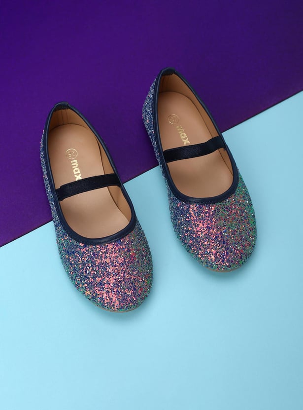 MAX Girls Textured Mid Strap Ballerinas
