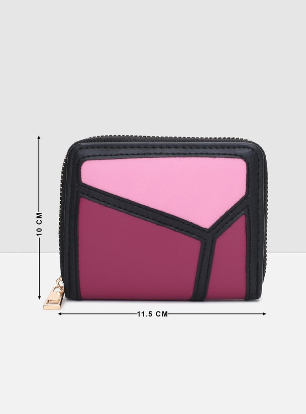 Women Colourblocked Zip-Around Wallet