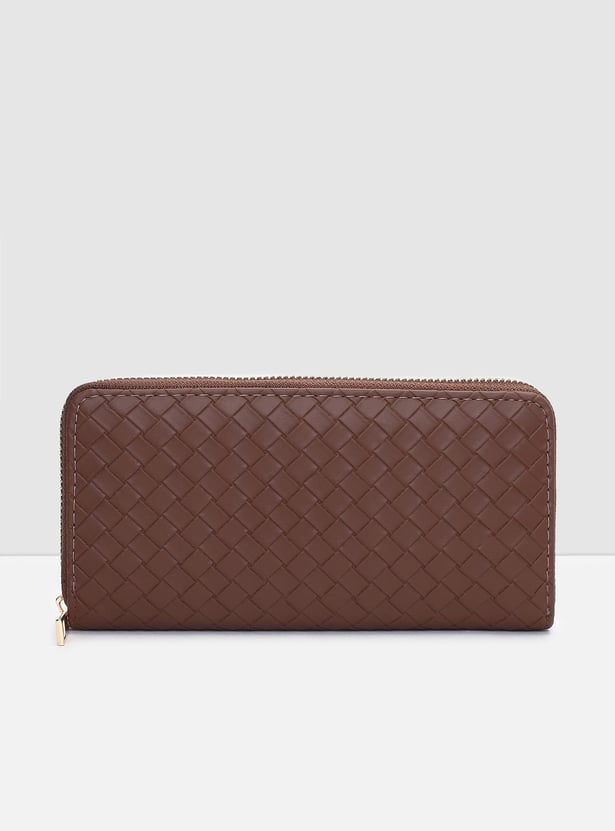 Women Woven Textured Zip-Around Wallet