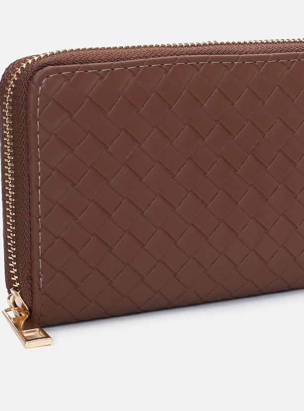 Women Woven Textured Zip-Around Wallet