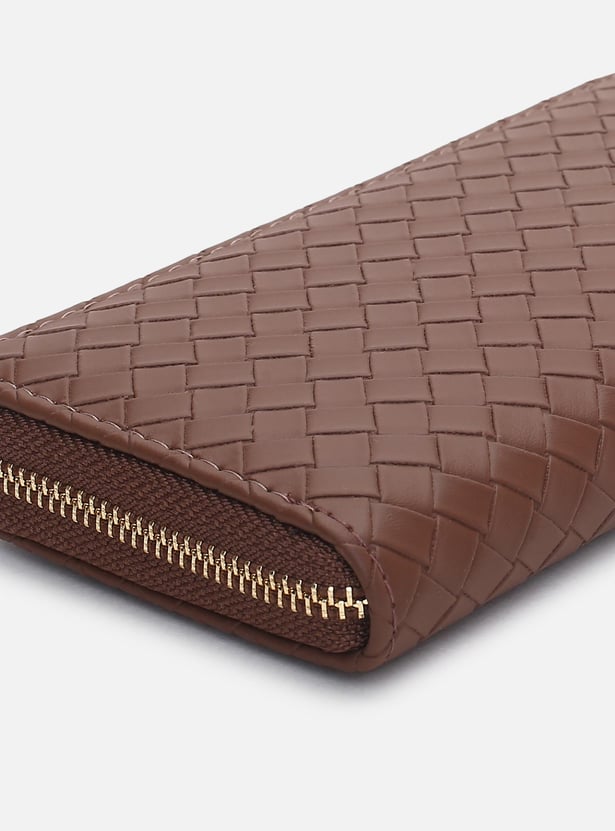 Women Woven Textured Zip-Around Wallet
