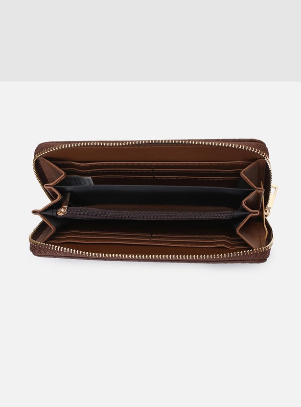 Women Woven Textured Zip-Around Wallet