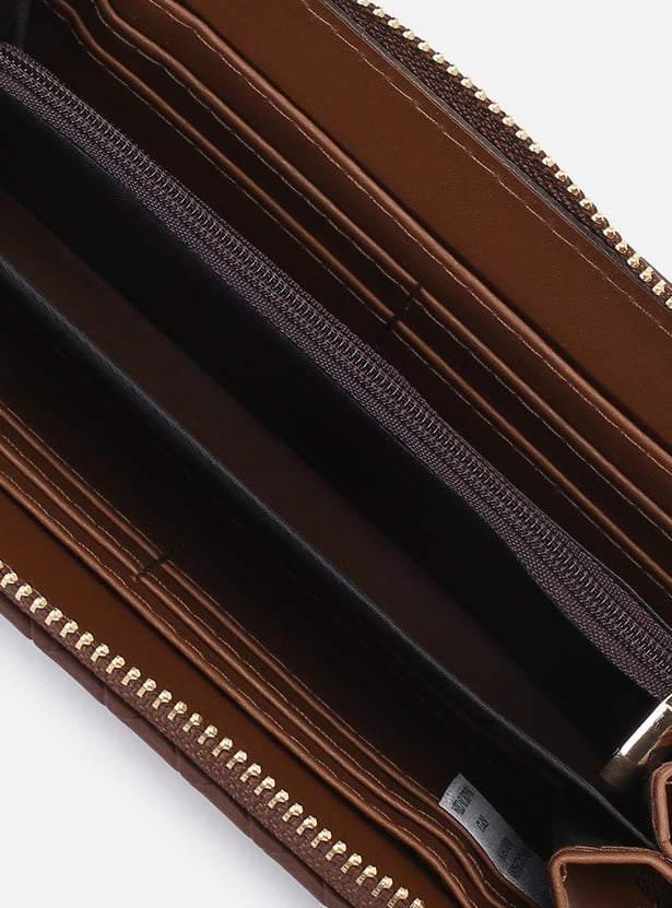 Women Woven Textured Zip-Around Wallet