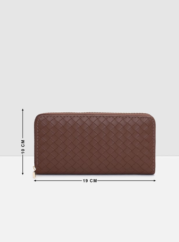 Women Woven Textured Zip-Around Wallet
