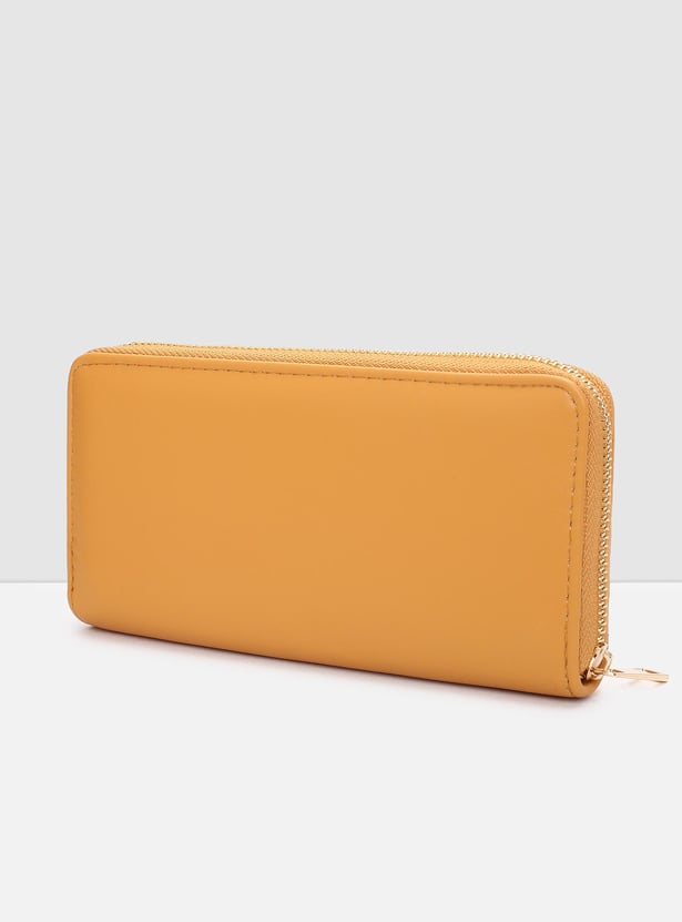 Women Geometric Cut-Out Detail Zip-Around Wallet