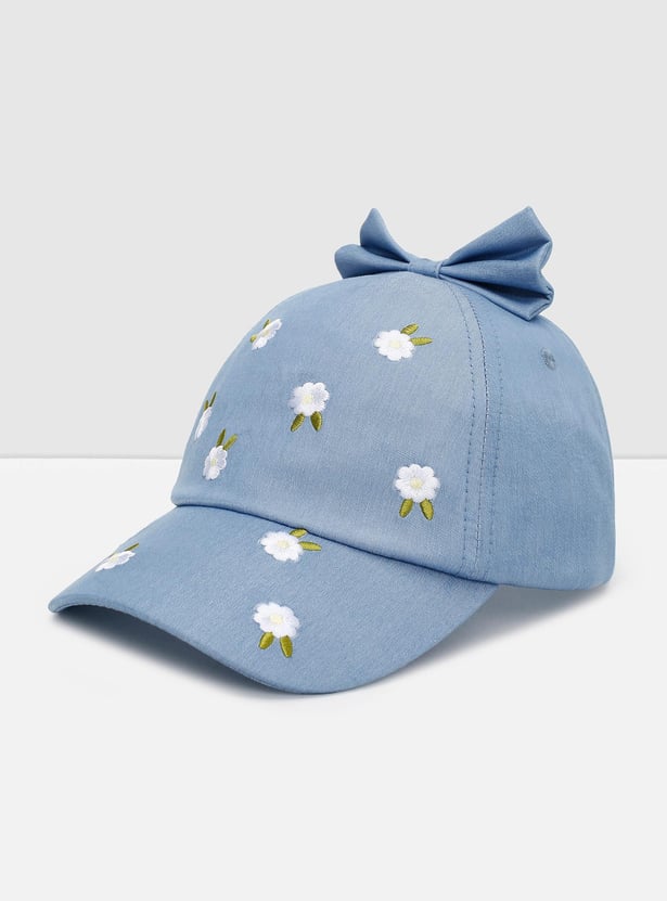 Girls Floral Embroidered Baseball Cap