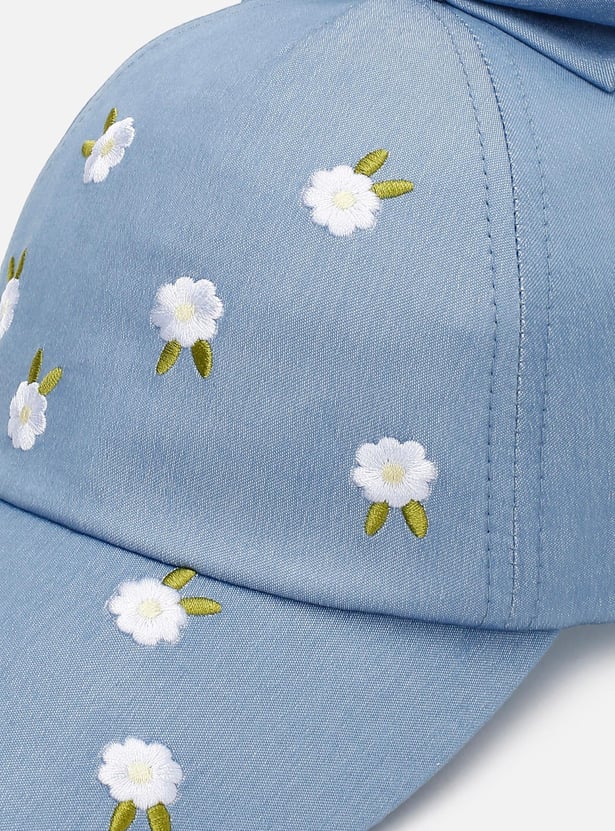 Girls Floral Embroidered Baseball Cap