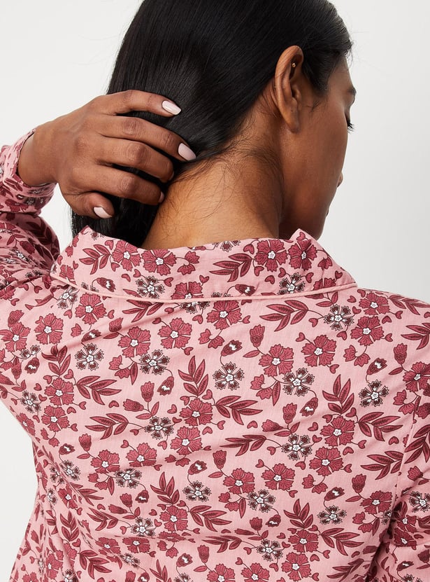 Women Floral Printed Shirt and Pyjamas