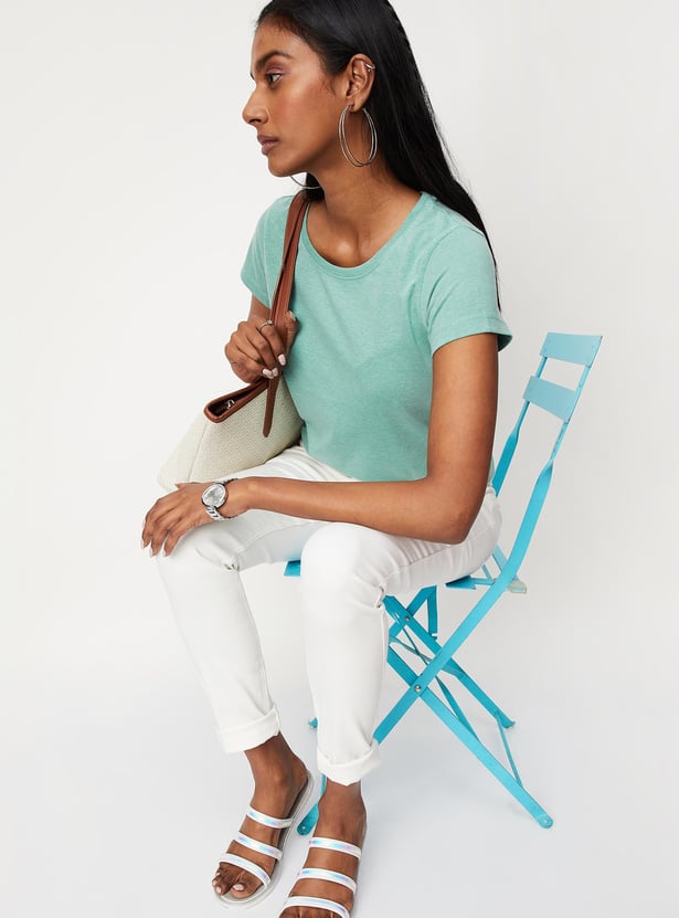 Women Solid Round Neck T-shirt