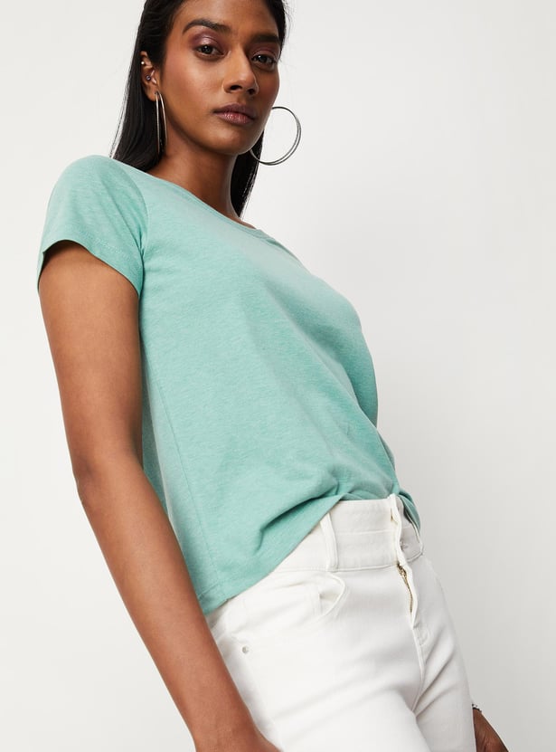 Women Solid Round Neck T-shirt